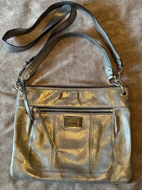 COACH Poppy Shimmering Silver Shoulder Bag
